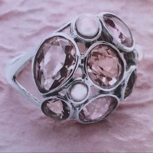 Silpada Sterling Silver, Pearl & Glass Sweet Embrace Ring R2442 Size 7